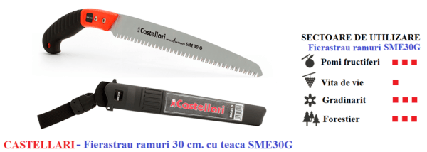Fierăstrău de ramuri 30cm cu teaca Castellari SME30G | Travandi.ro